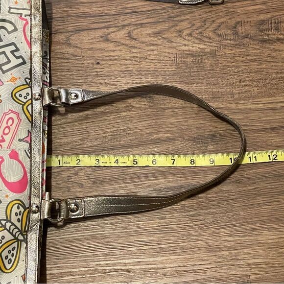 Coach Butterfly Bandana Graffiti Diaper Bag Metallic Silver Pink Yellow - Picture 17 of 17
